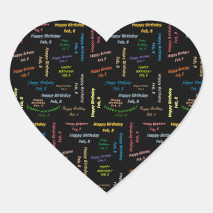 8. Februar Herz-Aufkleber