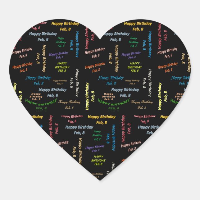 8. Februar Herz-Aufkleber (Vorderseite)