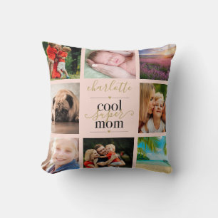 8 Foto Blush Rosa Personalisierte Coole Super-Mama Kissen