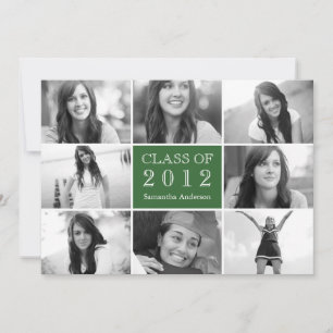 8 Foto Collage Abschluss Einladung Grün