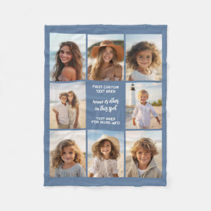8 Foto-Collage Benutzerdefinierter Text - Denim Bl Fleecedecke