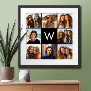 8 Foto-Collage Benutzerdefiniertes Monogramm Schwa Poster