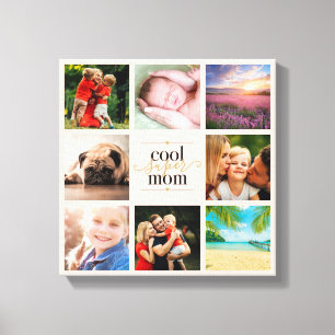 8 Foto-Collage Blush-Pink und Gold Cool Super Mom Leinwanddruck