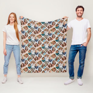 8-Foto-Collage - Diamantmuster - Seien Sie geduldi Fleecedecke