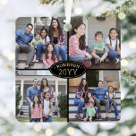 8 Foto Collage Familienname Elegant Black and Gold Ornament Aus Metall<br><div class="desc">Feiern Sie mit einem maßgeschneiderten 8-Foto-Collage aus schwarzem und goldgelbem Metall die Urlaubsfreuden. Der Text auf dieser Vorlage ist einfach zu personalisieren, und die Bilder können auf Vorder- und Rückseite unterschiedlich oder gleich sein (IMAGE PLACEMENT TIP: Eine einfache Möglichkeit, ein Foto genau so zu positionieren, wie Sie gewollt haben, ist...</div>