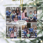 8 Foto Collage Familienname & Jahr Einfach Weiß Keramikornament<br><div class="desc">Feiern Sie mit einem maßgeschneiderten 8-Foto-Collage Schwarz-Weiß-Keramik-Ornament die Urlaubsfreuden. Der Text auf dieser Vorlage ist einfach zu personalisieren, und die Bilder können auf Vorder- und Rückseite unterschiedlich oder gleich sein (IMAGE PLACEMENT TIP: Eine einfache Möglichkeit, ein Foto genau so zu zentrieren, wie Sie gewollt haben, ist es, es einzuschneiden, bevor...</div>