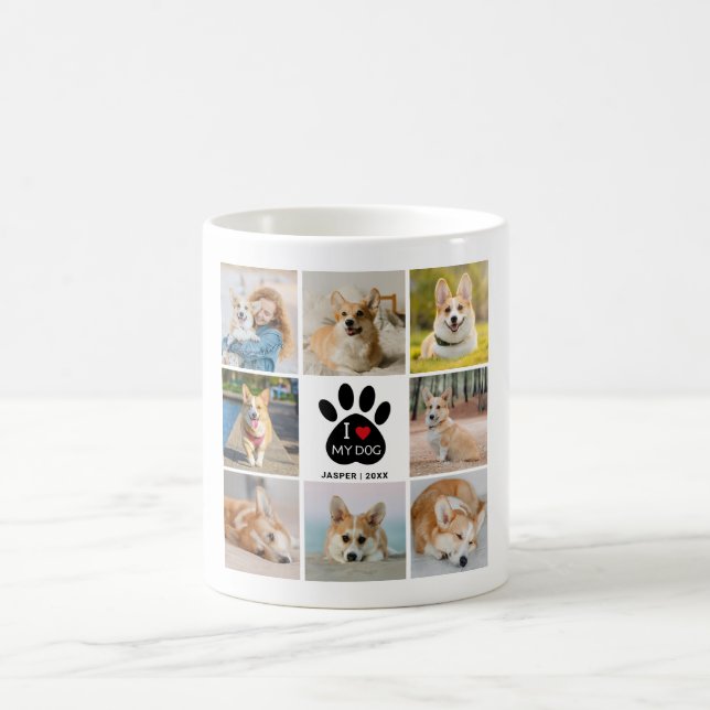 8 Foto Collage Herz I Liebe Mein Hund Pfosten druc Kaffeetasse (Mittel)