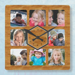 8 Foto Collage Holzfarbe Quadratische Wanduhr<br><div class="desc">Diese Foto-Uhr ist für acht Ihrer Lieblingsfotos bereit. Verwenden Sie die Schaltfläche "Personalisieren", um die Standard-Bilder mit Ihren eigenen zu ersetzen. Mit einem hellen, neutralen, simulierten Holzrahmen mit schwarzen Akzenten für fast jede Dekoration. Siehe auch die dunklere Holzversion in diesem Design unter www.zazzle.com/clockorama. Großartiges Familiengeschenk für Eltern, Großeltern, Jubiläen, Geburtstage...</div>