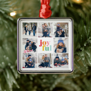 8-Foto Collage "Joyful" Multicolor Typografie Ornament Aus Metall