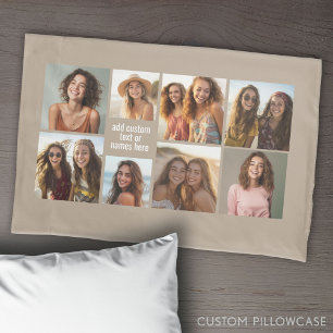 8-Foto-Collage Minimalist - Taupe- und weißes Rast Kissenbezug