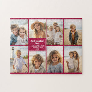 8-Foto-Collage modernes Raster - Cranberry-Rot Puzzle