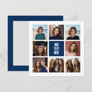 8-Foto-Collage Navy-Monogramm - Dankeschön-Karte