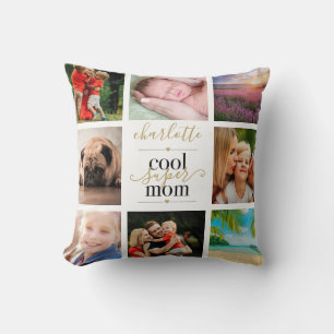 8 Foto Collage Personalisierte Coole Super-Mama Kissen