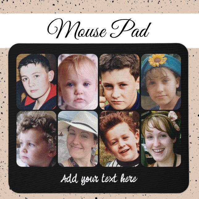 8-Foto-Collage schwarz weiß Mousepad (Von Creator hochgeladen)