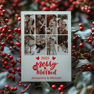8 Foto Minimialist Merry und Verheiratet Feiertagskarte