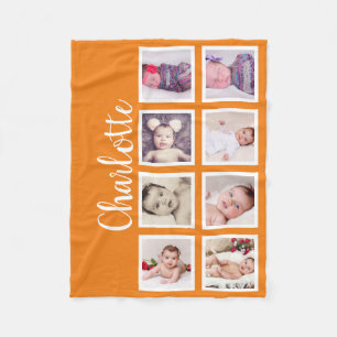 8 Foto Personalisiert (orange) Fleecedecke