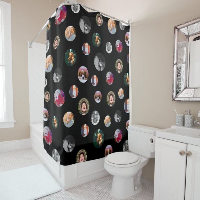 8 Foto polka dot Template Black Shower Vorhang (Beispiel)