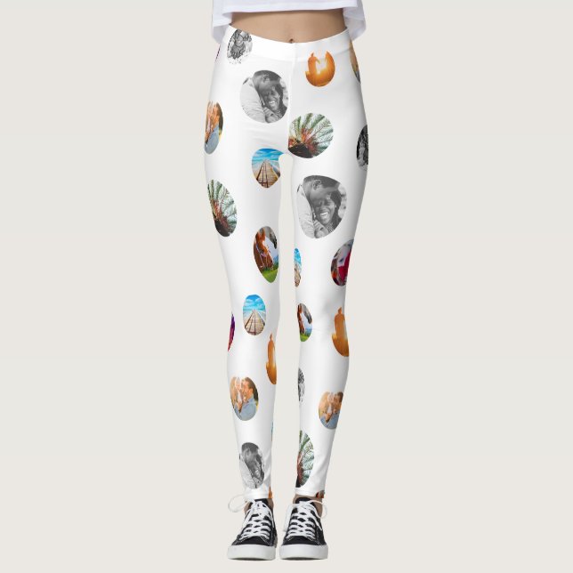 8 Foto Polka dot Template Circles White Übungen Leggings (Vorderseite)