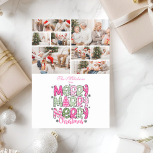 8 Foto Rosa Grün Frohe Weihnachtsfeiertage Feiertagskarte