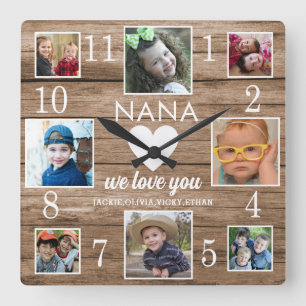 8 Foto Rustikales Stallholz Liebe You Nana Grandki Quadratische Wanduhr