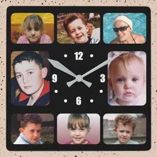 8 Foto schwarz weiß Quadratische Wanduhr