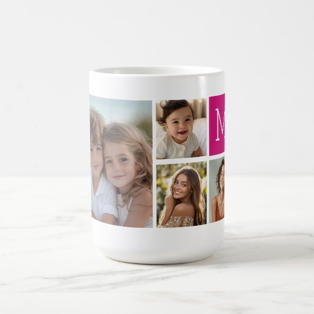 8 FotoCollage Custom Berry Monogram Kaffeetasse (Mittel)