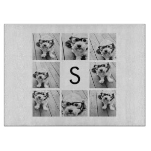 8 FotoCollage Custom Monogram Black and White Schneidebrett