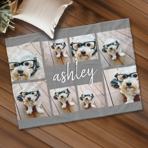 8 FotoCollage Fügen Sie Ihren Namen Kalligraphie  Fleecedecke