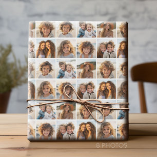 8 FotoCollage - Modernes, minimales Gitter mit Wei Geschenkpapier