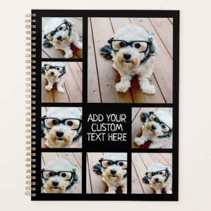 8 Fotocollage Optionaler Text — Schwarz bearbeit Planer
