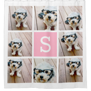 8 Fotomaterial mit Single Pink Monogramm Duschvorhang