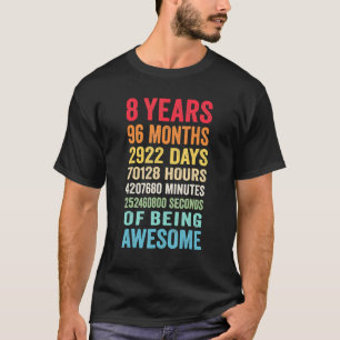 8. Geburtstag 8 Jahre alt Vintage Retro 96 Monate T-Shirt