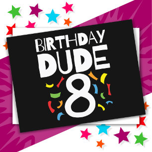 8. Geburtstag 8-jähriger Junge Party Geburtstags-T Postkarte