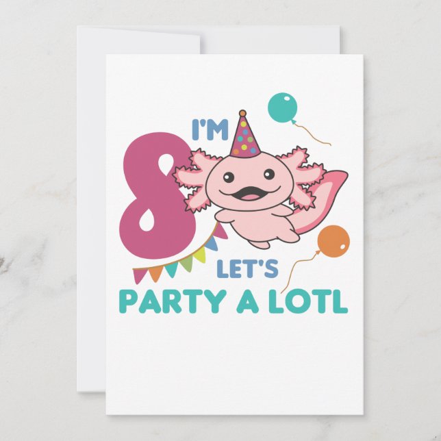 8. Geburtstag Axolotl achtjährig süße Axolotls Einladung (Vorderseite)