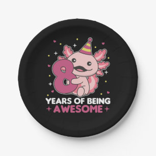 8. Geburtstag Axolotl achtjährig süße Axolotls Pappteller