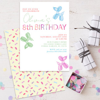 8. Geburtstag Ballon Tier Einladung