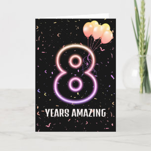 8. Geburtstag Ballons und Confetti Karte