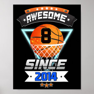 8. Geburtstag Basketball Spieler 8 Jahre alter Jun Poster