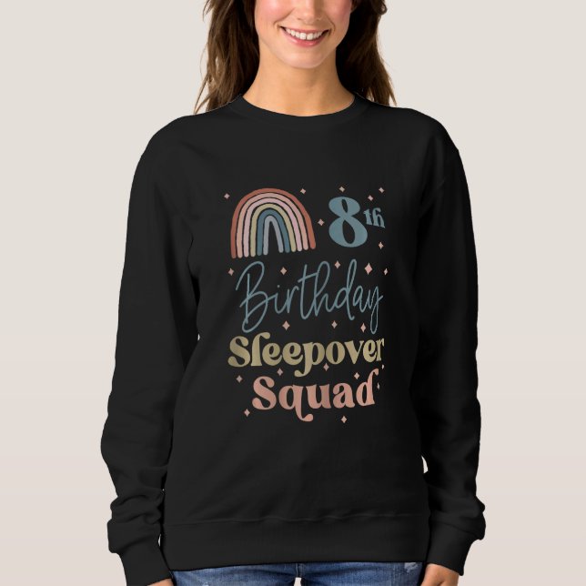 8. Geburtstag Boho Rainbow Sleepover Squad Pajamas Sweatshirt (Vorderseite)