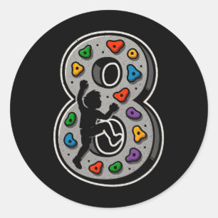 8. Geburtstag Bouldering Junge Mädchen Fels Wand Runder Aufkleber