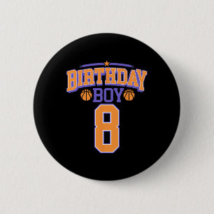 8. Geburtstag Boy Bysketbyll Lover 8 Jahre alter T Button