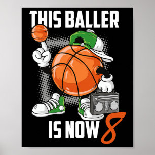 8. Geburtstag Bysketbyll Player Spaß 8 Jahre alt K Poster