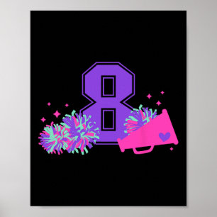 8. Geburtstag Cheerleading Mädchen Acht Jahre alt Poster