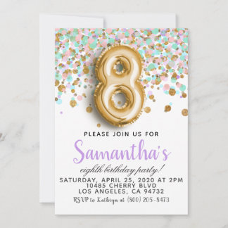 8. Geburtstag Confetti Einladung