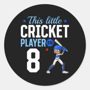 8. Geburtstag Cricket-Spieler  Runder Aufkleber