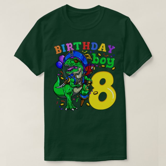 8. Geburtstag Dinosaur Pirate T-Shirt (Design vorne)
