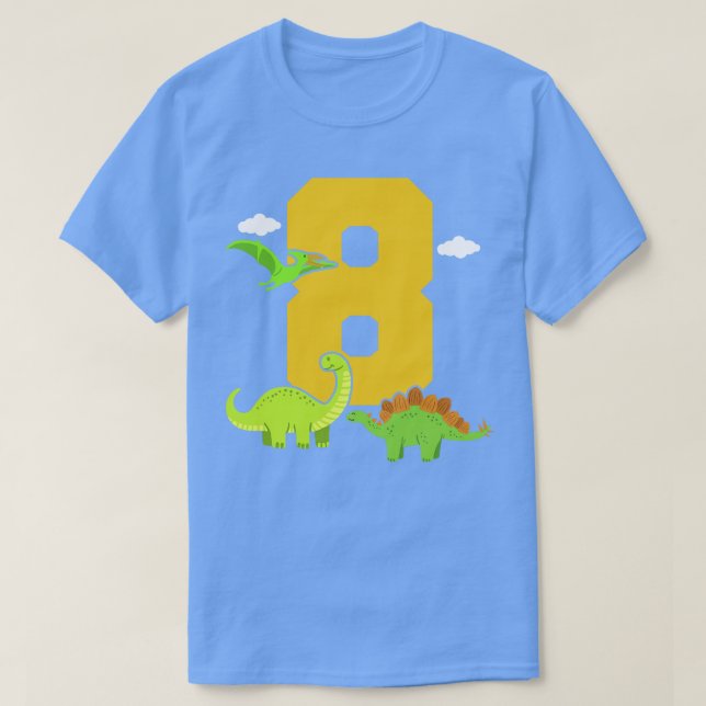8. Geburtstag Dinosaurier T-Shirt (Design vorne)