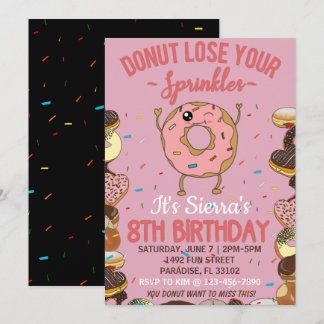 8. Geburtstag Donut verlieren Ihre Sprinklermädche Einladung