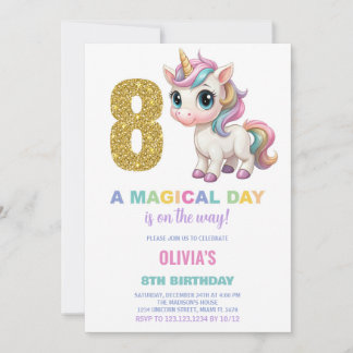 8. Geburtstag Einhorn Geburtstag Einladungen