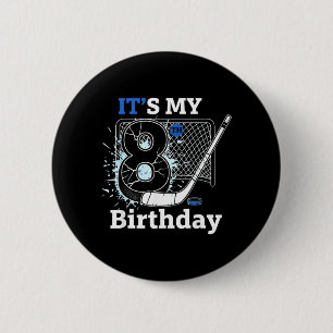 8. Geburtstag Eishockey Geburtstagsjunge für 8 Jah Button